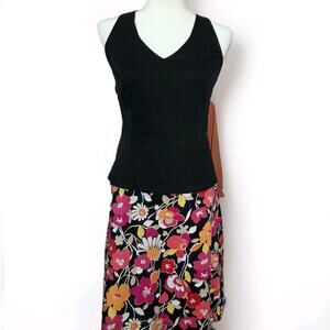 Sheri Martin New York Dress Womens 10 Floral Black Pink Halter A‎ Line Fit Flare